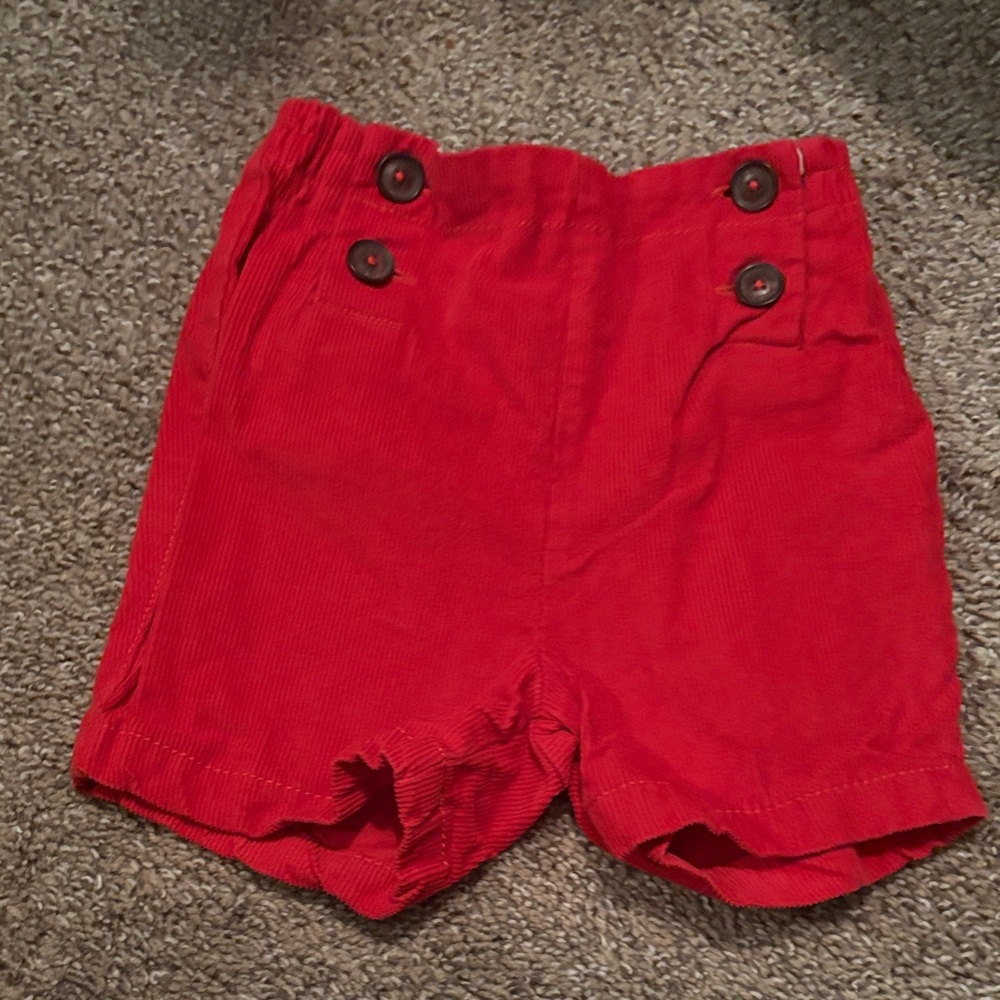 Baby Boden Red Corduroy Shorts with Button Accents size 2-3